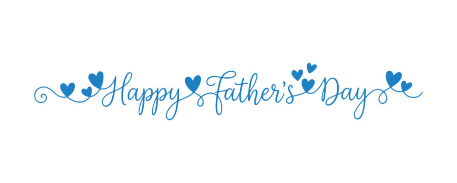 Happy Father's Day written in stylish hand-drawn font with a heart. Charming linear typography design ideal for a Father's Day greeting card, banner, or poster. Vector illustration 
