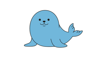 Cute blue cartoon seal smiling. © Mirah