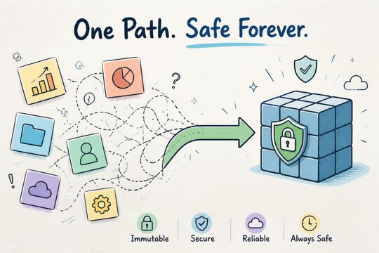 Secure data protection concept with immutable cloud storage and file transfer workflow
