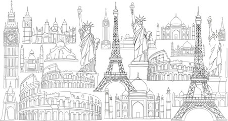 Famous landmarks of the world in a vector illustration style © Zain