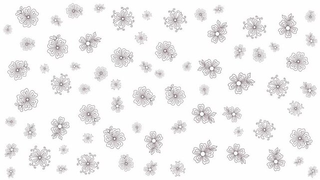 Full frame delicate flower pattern with clean black line art