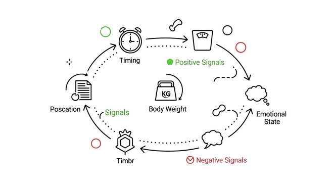 Infographic diagram of health habit cycle and body weight management