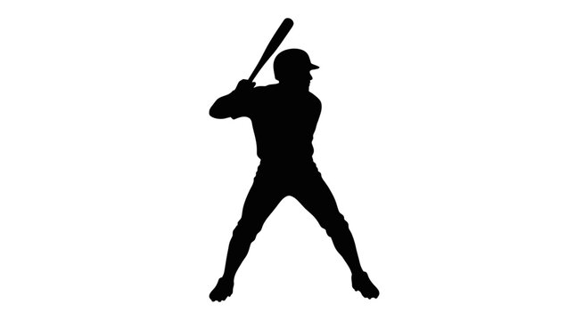 Silhouette of a baseball player in batting stance, ready to hit the ball.