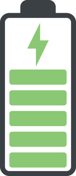 Full battery charge illustration. Energy power icon design.