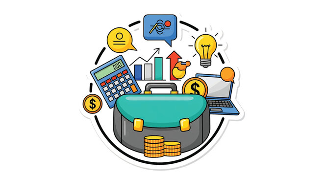 Business Finance Money Briefcase Icon.