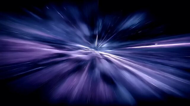 Space universe exploration, fantasy, mysterious. A digital artwork depicts a radiant burst of light, radiating outward in a symmetrical pattern. The burst is predominantly blue and purple.