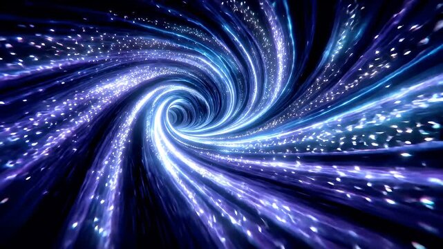 Space universe exploration, fantasy, mysterious. A mesmerizing digital artwork depicts a swirling vortex of light and shadow. The vortex is a mesmerizing blend of blue and purple hues.