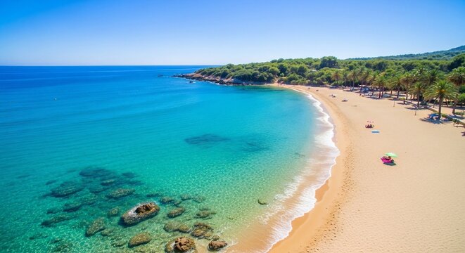 Coastal beach landscape aerial view