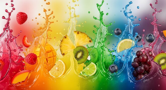 Colorful fruit splash illustration