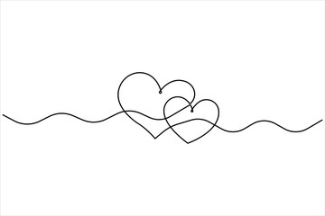 Single doodle heart continuous wavy one line art drawing of signs. Heart line art vector illustration © Shemol