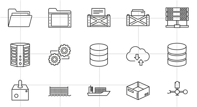 Black and white line drawing icons.