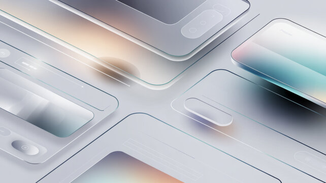 Neon, holographic, glass, app icons, mobile interface elements, user interface, UI, UX design