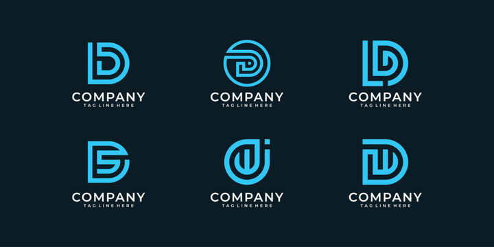 Set of letter d monogram logo design bundle vector
