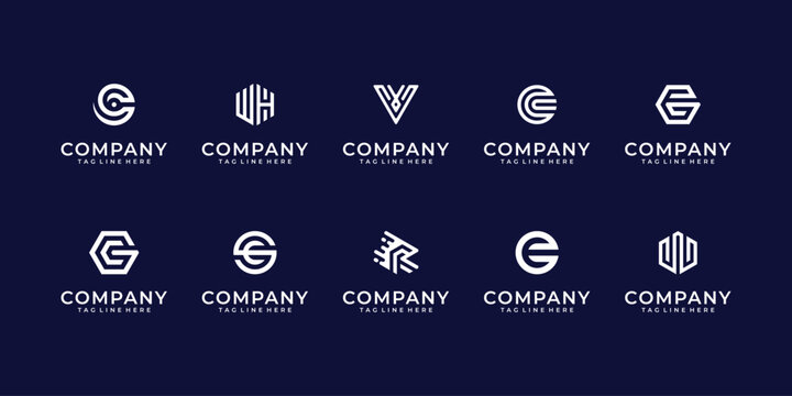 Set of abstract monogram logo design inspiration