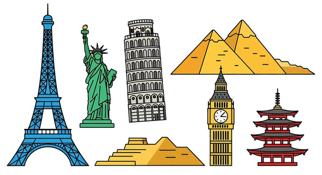 Famous landmarks of the world icons 3.