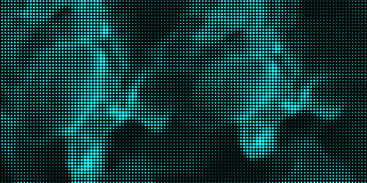 Electric neon waves filling the ether. Shimmering dots forming a pattern of smooth lines, bumps and depressions. Acid vector background for music album.