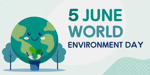 Cute earth character with plant world environment day illustration © KrishnaPada