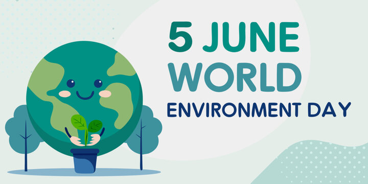 Cute earth character with plant world environment day illustration