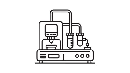 Naklejka premium Laboratory equipment and machinery icon for science and research, line art style