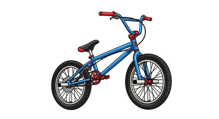 Fototapeta premium Blue BMX bike with red accents on white background, isolated