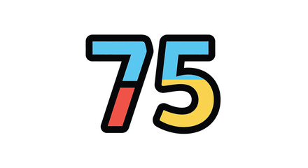 Obraz premium Large colorful number seventy five.