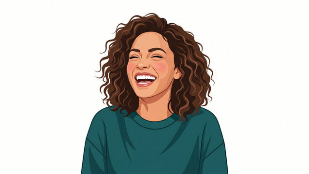 Portrait of a Cheerful Young Woman Laughing with Joy