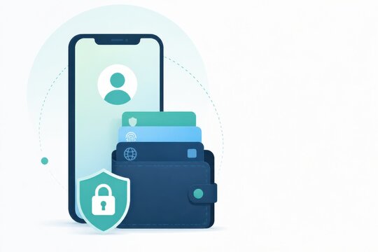 Mobile wallet and digital identity security illustration