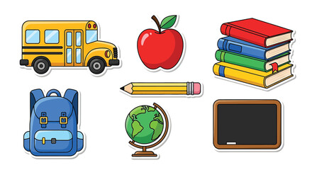School supplies and transportation icons 2. © PANGERANDESIGN