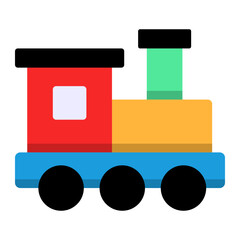 Kid toys wooden train engine locomotive play flat color icon  © Choir