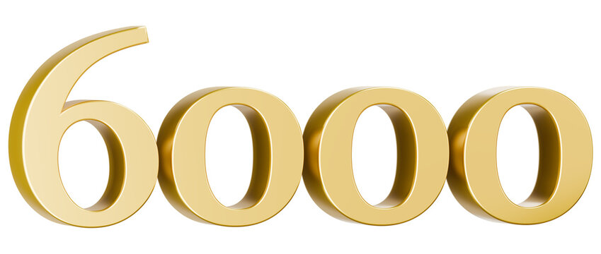 Metallic gold 6000 numeric digits 3D graphic