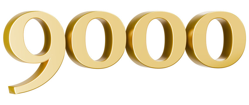Shiny gold metallic number 9000 3D graphic