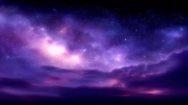 Space universe exploration, fantasy, mysterious. A vivid and detailed depiction of a cosmic scene. The main subject is a vast expanse of stars and nebulae, bathed in a gradient of purples, blues.