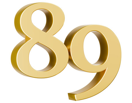 Polished golden 3D number 89 graphic