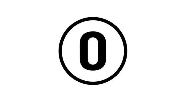 Black number zero inside a circle on a clean white background.