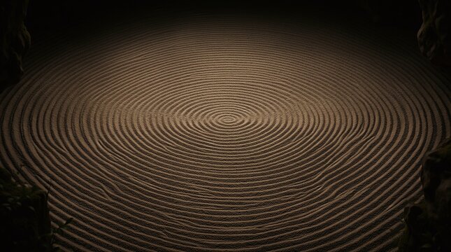 Zen Garden Raked Sand Pattern Smooth Repeating Circles Variation 198