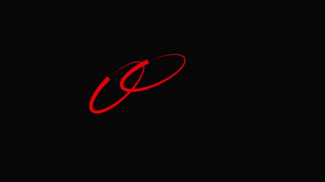 Red cursive letter P on black background, typography, branding corporate identity, symbol, signage, alphabet, lettering, template, isolated on black.