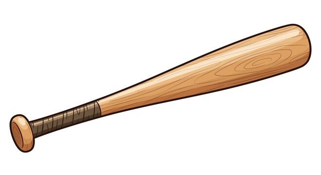 Wooden baseball bat, sports equipment, isolated on white background