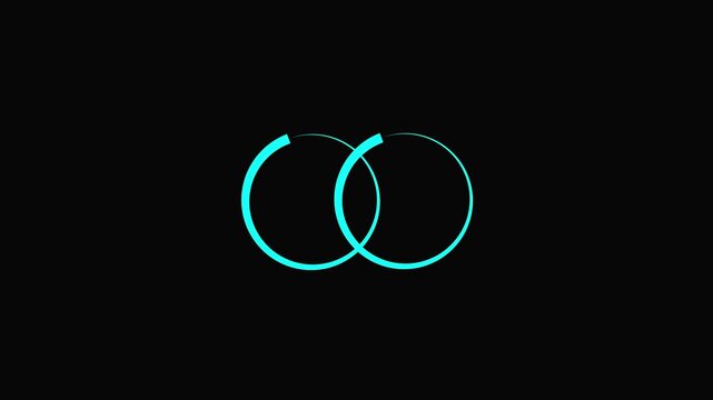Minimalist teal infinity loop motion seamless animation on black background.