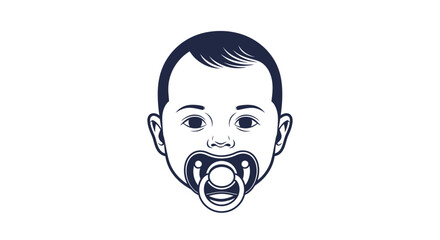 Baby with pacifier in mouth closeup.