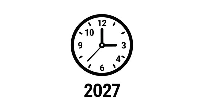 Analog Clock Face with Black Hands.