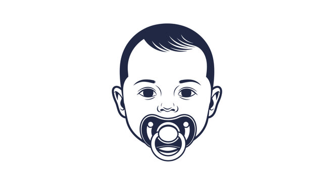 Baby with pacifier in mouth closeup.