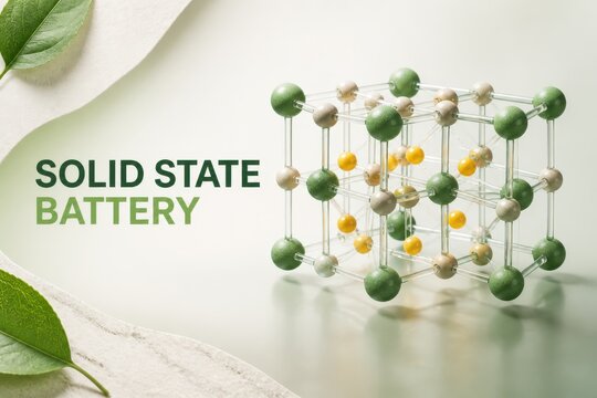 Solid state battery concept with molecular crystal structure and green energy leaves