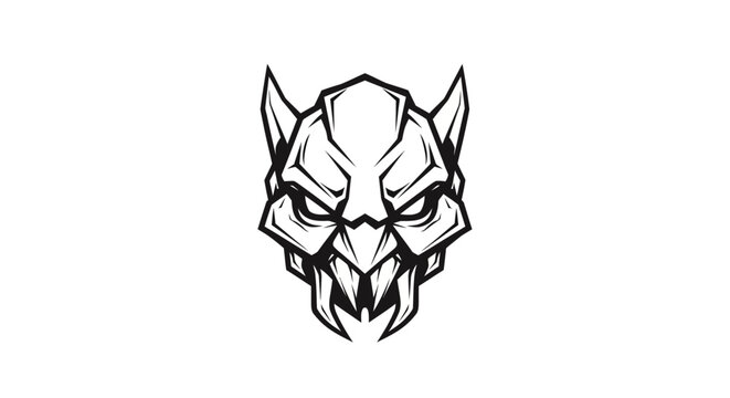 Detailed illustration of a demon face.