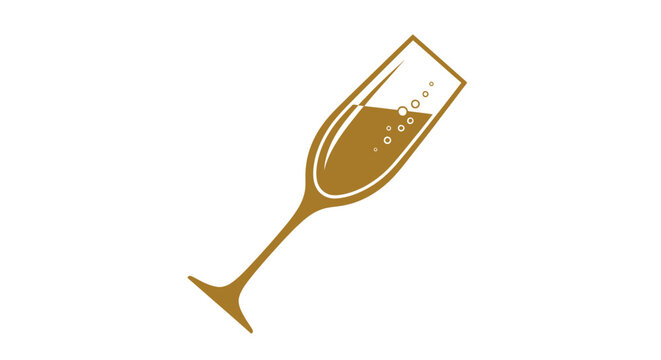 Golden Champagne Flute with Bubbles.