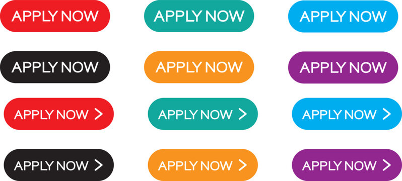 Apply now button label sign icon symbol. web button. The sign icon label register now. online Apply shopping cart and purchase button collection,

