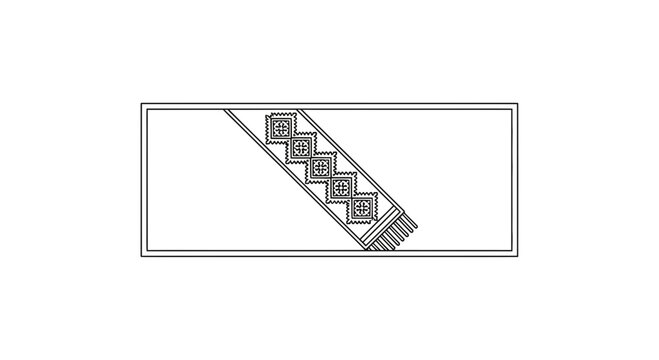 Handcrafted textile pattern with geometric motifs and fringe detail