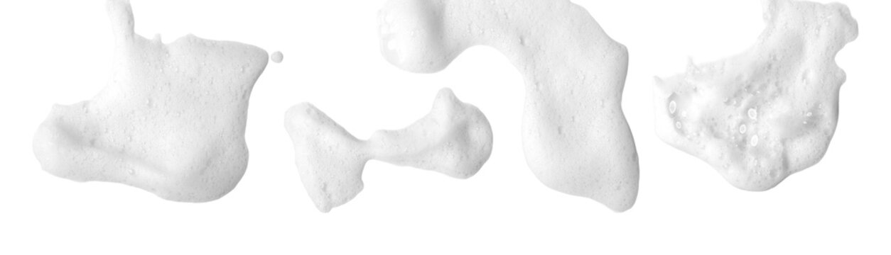 Soap foam or shampoo Soap foam texture or shampoo surface with bubble isolated with clipping path on background.