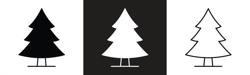 Fototapeta premium Icon set of spruce trees, representing conifers, forests, and nature. Vector illustration
