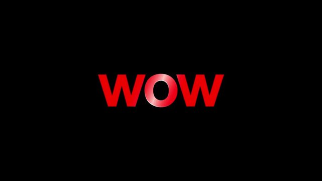 Bold red wow typography animation featuring dynamic motion and high-contrast visual effects for modern digital marketing, social media engagement, advertising campaigns, and creative presentations