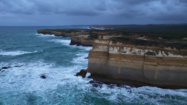 The Razorback, Great Ocean Road, Victoria, Australia &ndash; 4K Aerial Drone Footage of Dramatic Limestone Cliffs, Rugged Coastline, Ocean Waves and Scenic Coastal Landscape in Port Campbell National Park